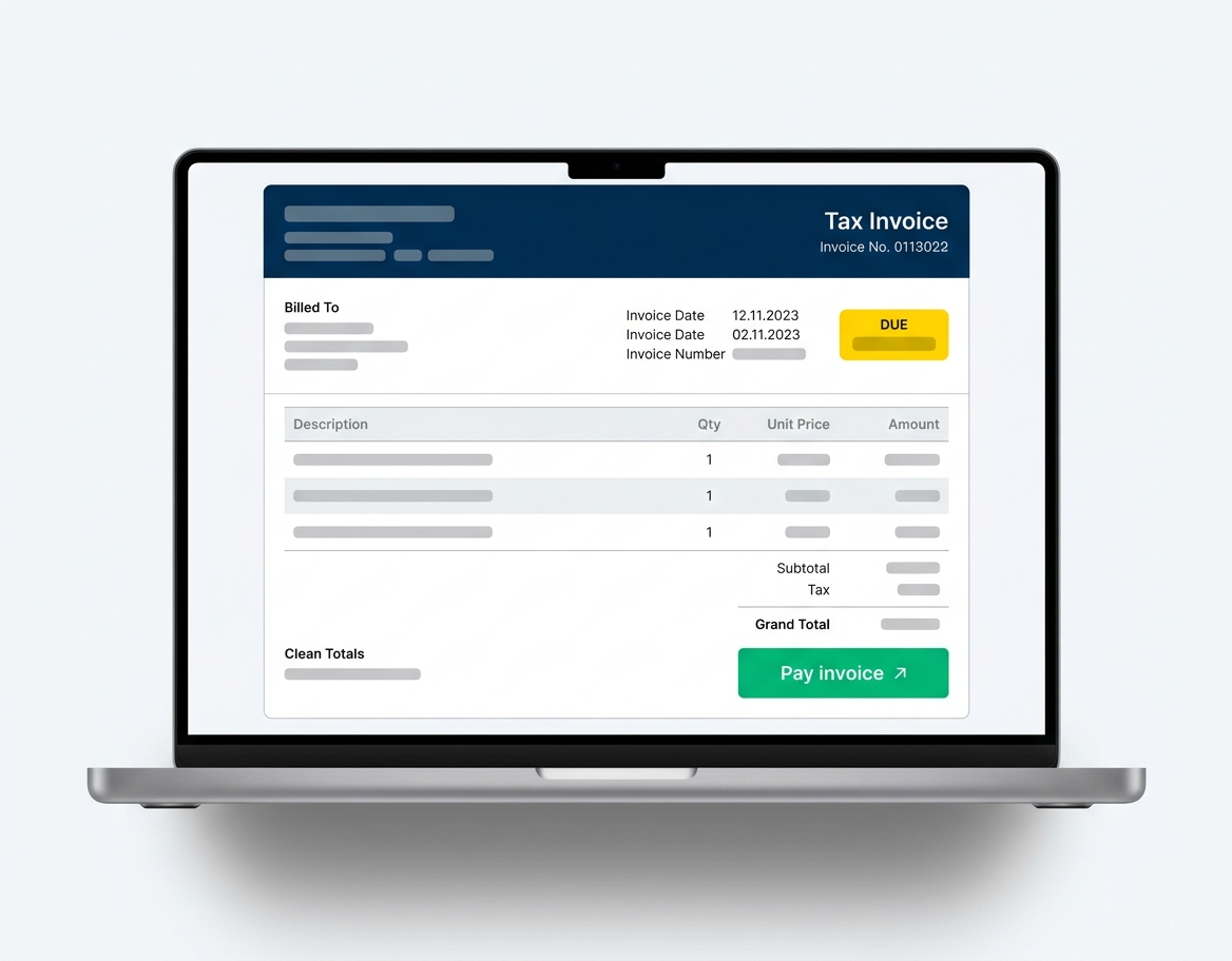 ZeroXPay branded invoice on screen
